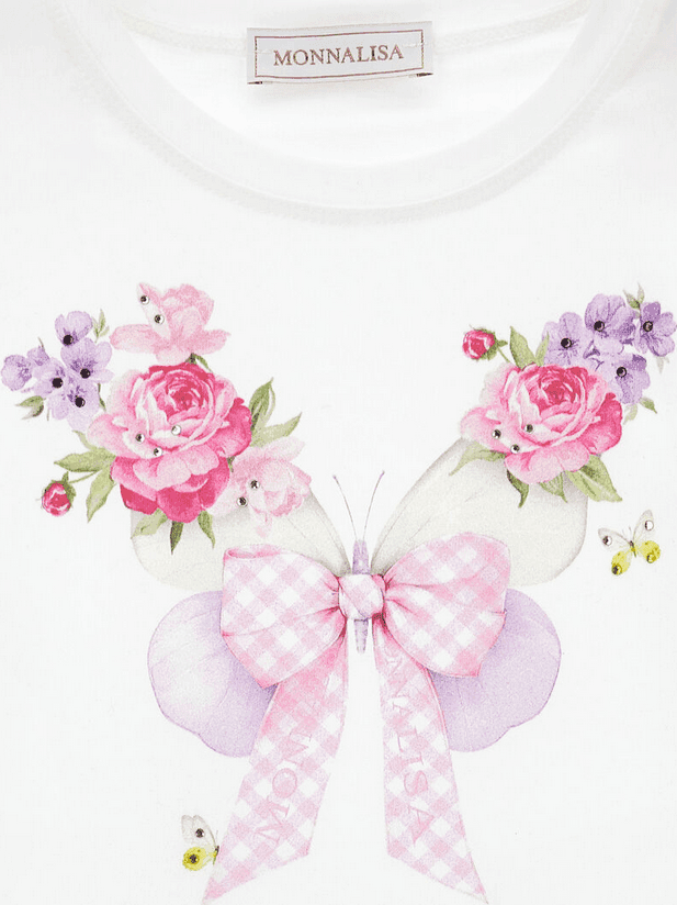 MONNALISA t-shirt con stampa butterfly bambina bianco - 2