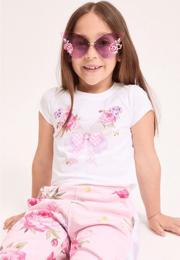 MONNALISA t-shirt con stampa butterfly bambina bianco - 3