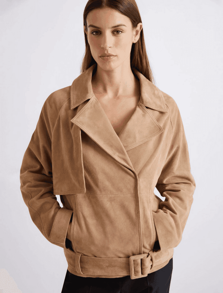 MARELLA giacca in camoscio donna naturale - 4