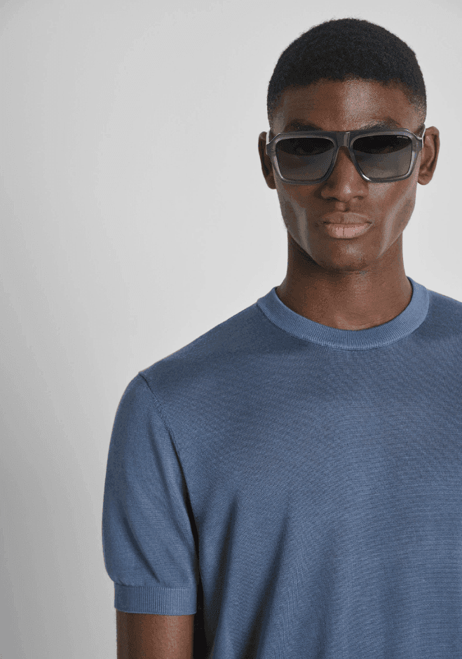 Antony Morato maglia misto seta uomo blu china - 3