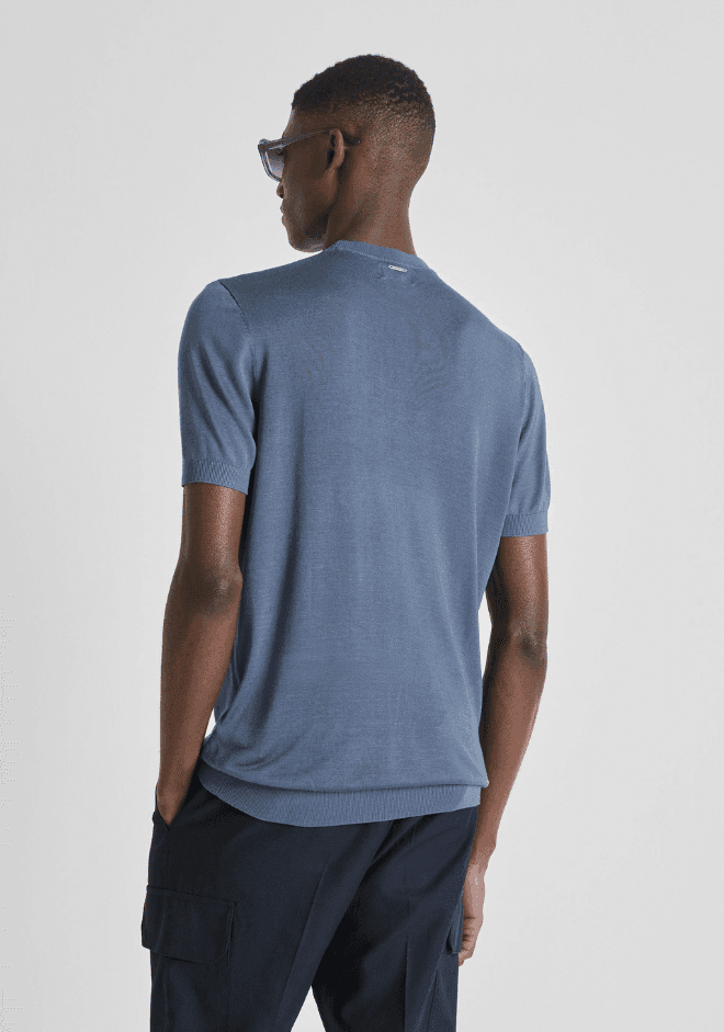 Antony Morato maglia misto seta uomo blu china - 5