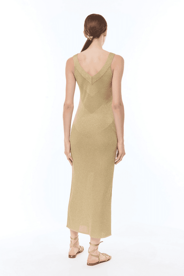 NENETTE abito lungo s/maniche maglia lurex 0900.oro xs - 2
