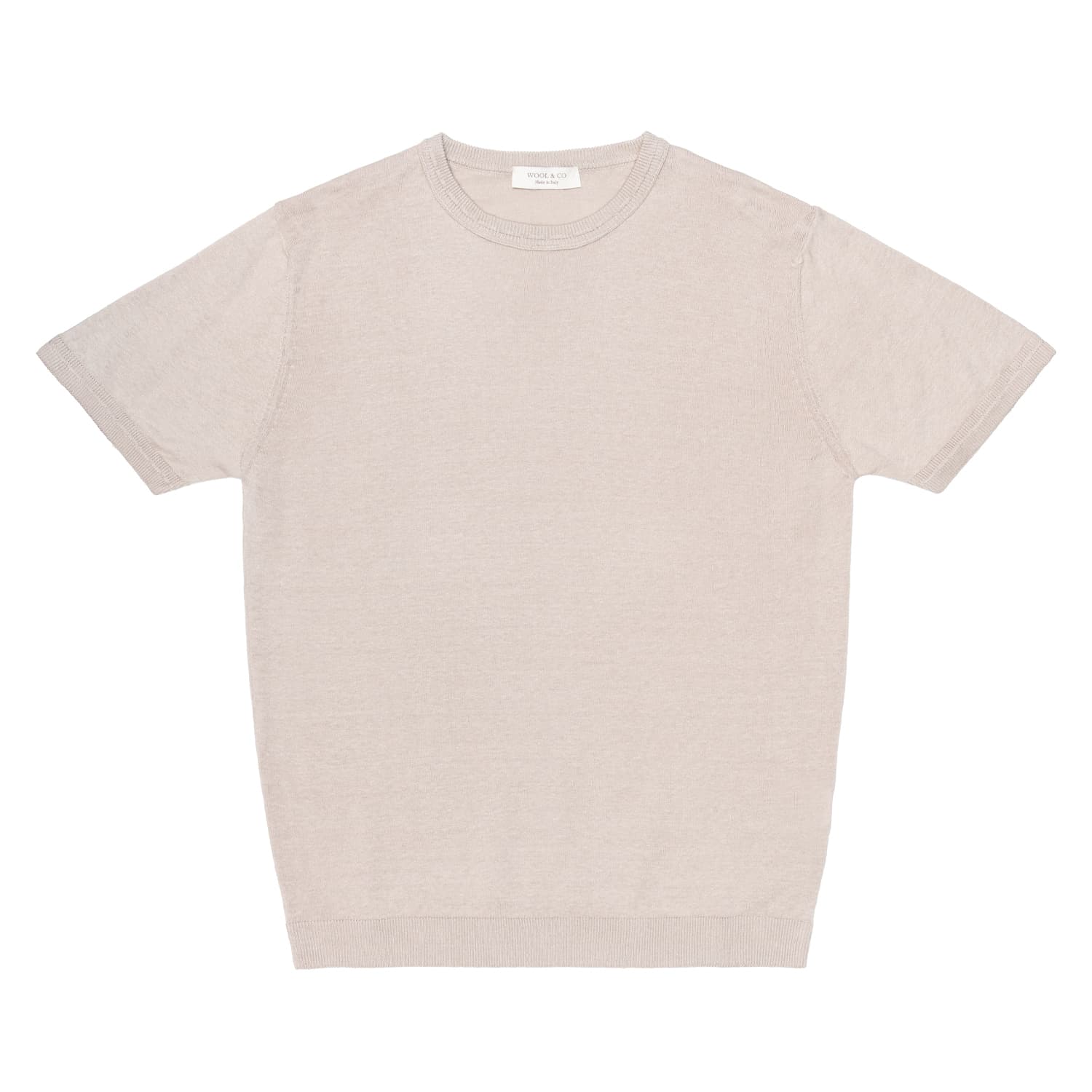 WOOL &amp; CO Maglia MM Uomo Wool &amp; Co Pettinato Lino Sand - 4