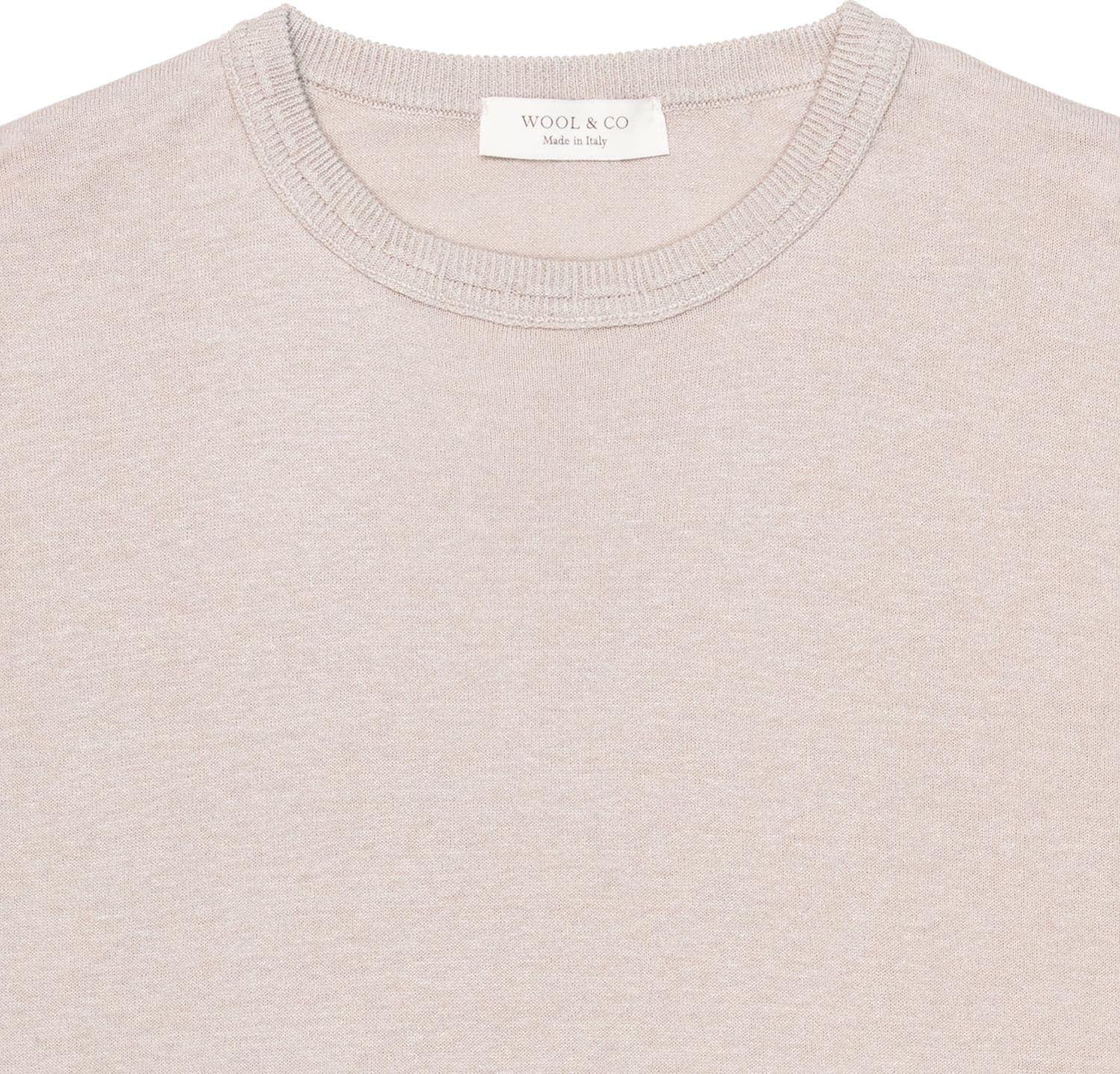 WOOL &amp; CO Maglia MM Uomo Wool &amp; Co Pettinato Lino Sand - 2