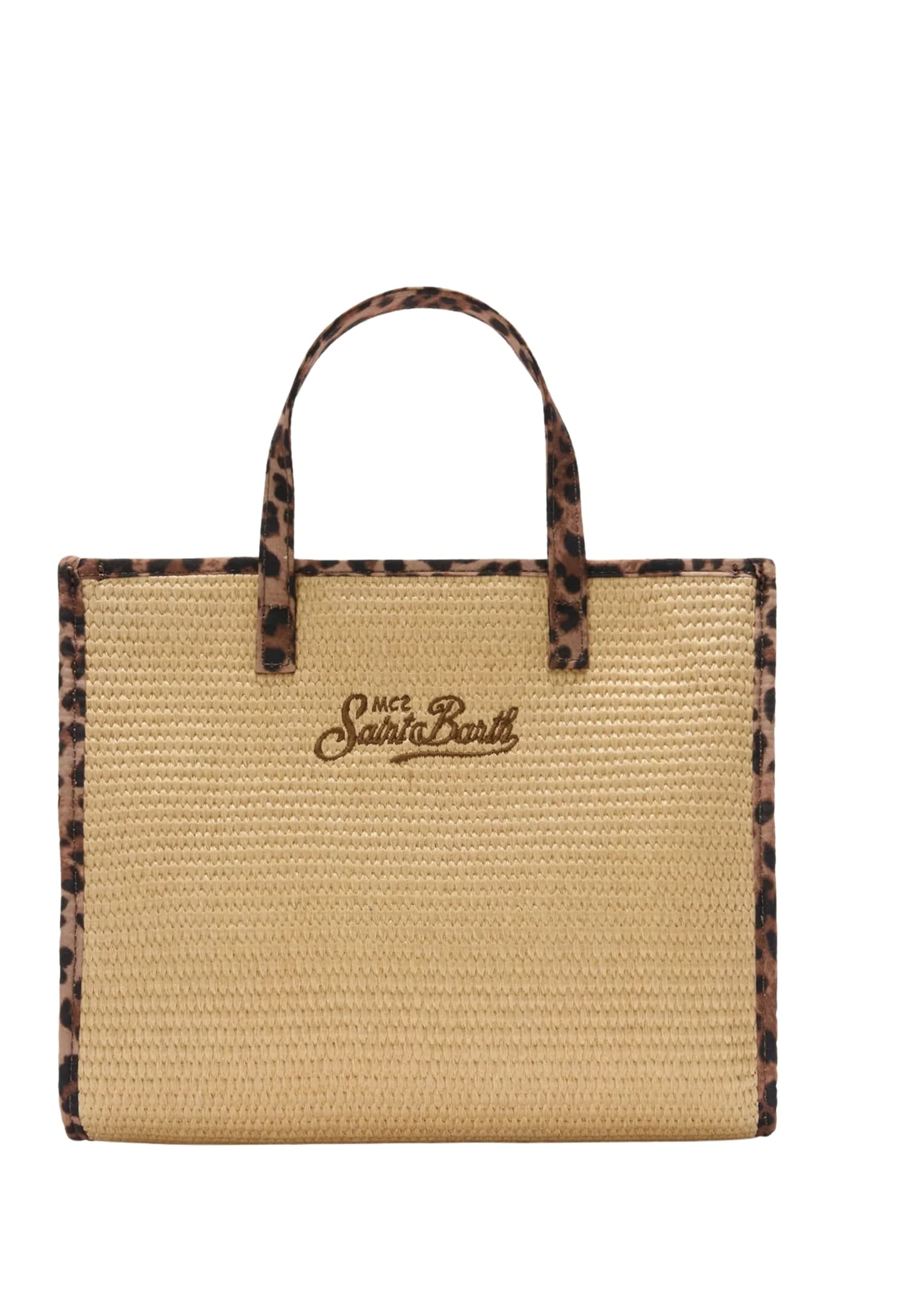 SAINT BARTH VIVIAN GRANDE IN PAGLIA Donna  CON SCRITTA LEOPARDATA - 2