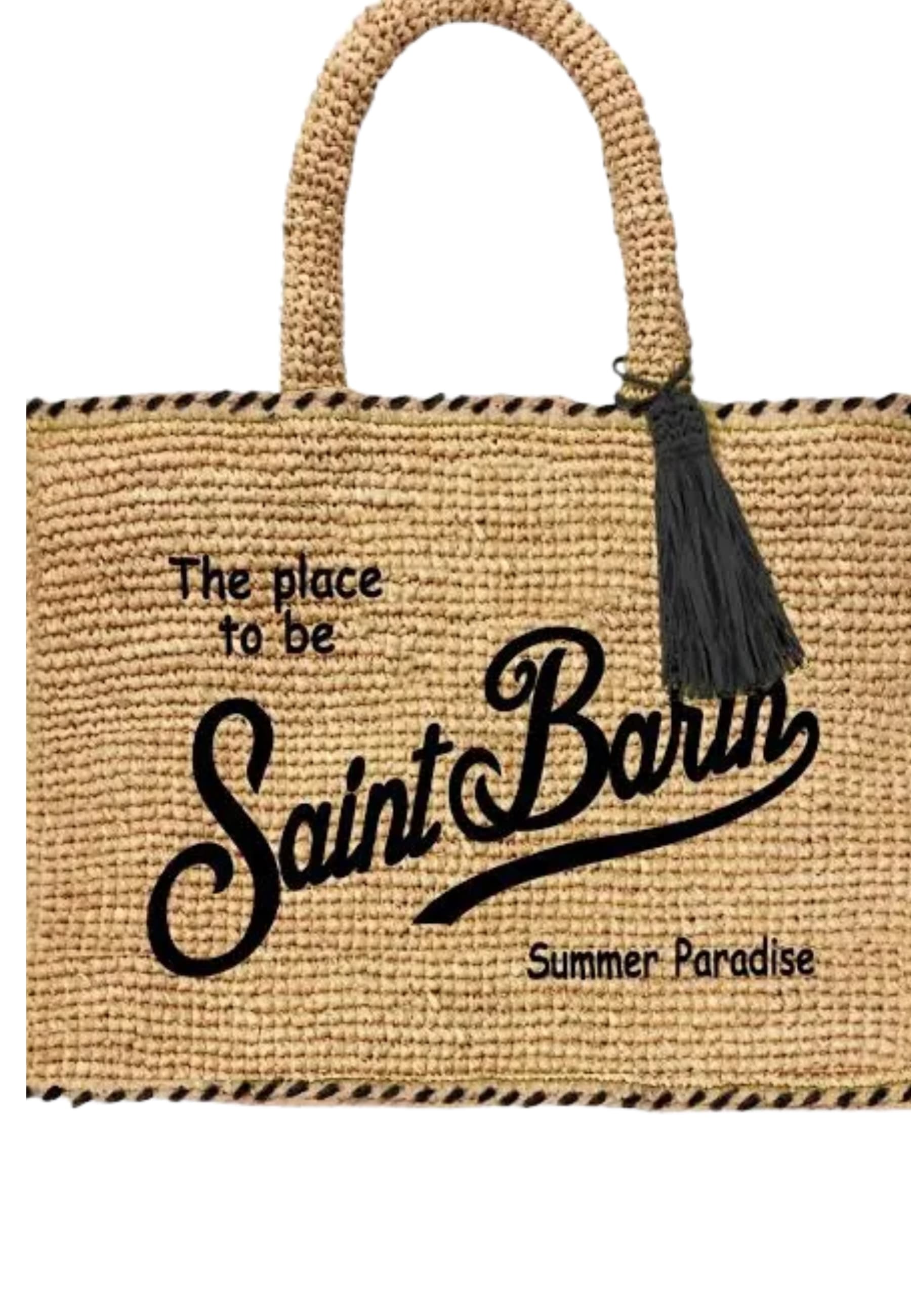 SAINT BARTH VANITY GRANDE IN RAFIA Donna  BORDO E SCRITTA NERA - 2