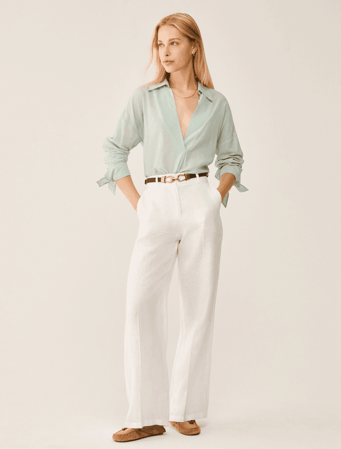 PENNYBLACK pantalone in puro lino donna bianco - 2