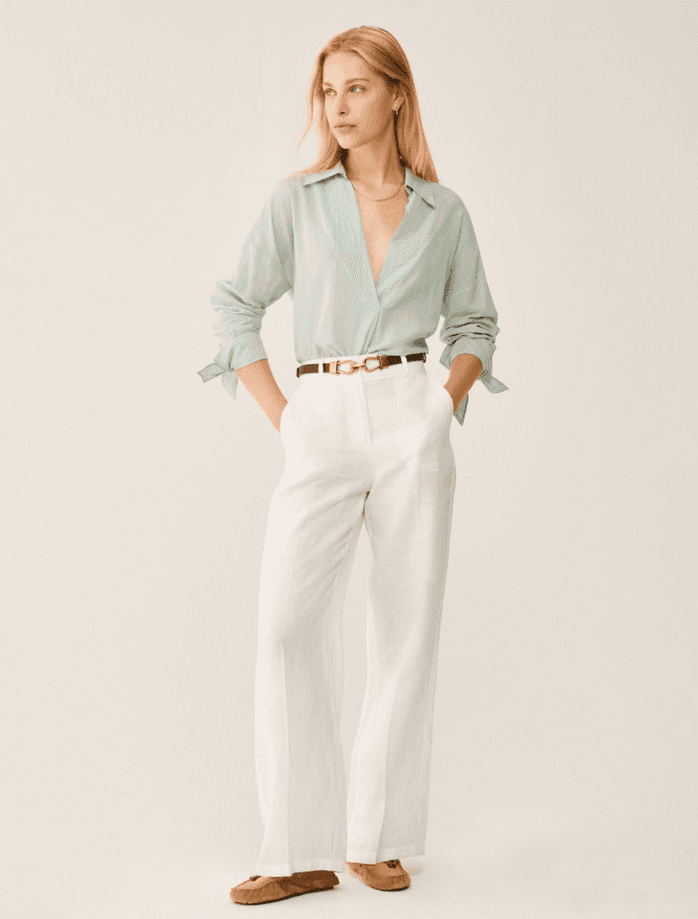 PENNYBLACK pantalone in puro lino donna bianco - 5