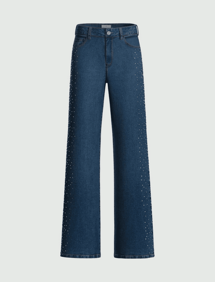 MARELLA jeans con cristalli e borchie donna blu - 6