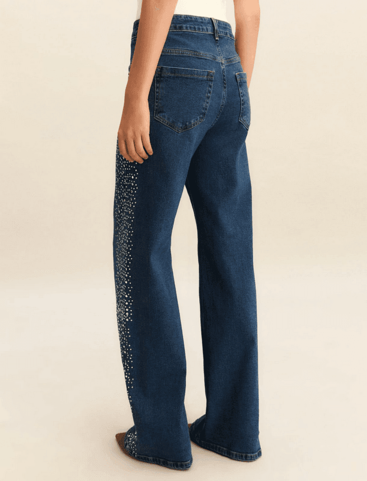 MARELLA jeans con cristalli e borchie donna blu - 4