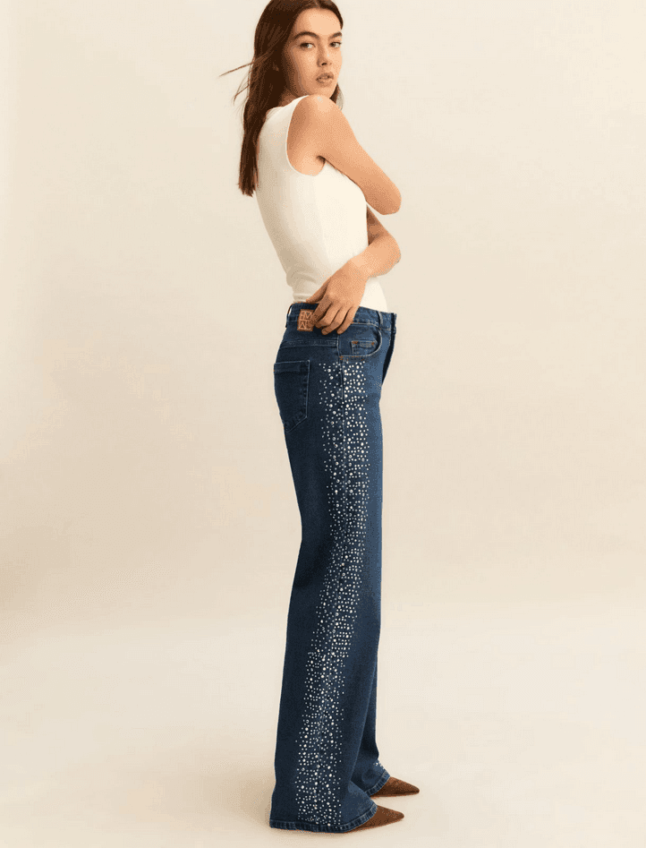 MARELLA jeans con cristalli e borchie donna blu - 5