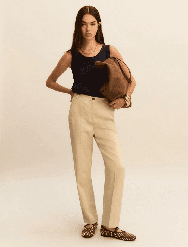 MARELLA pantalone misto lino donna beige - 2