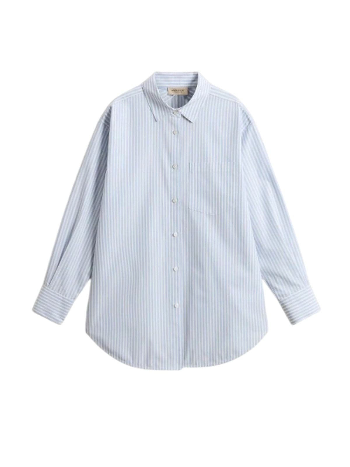 Woolrich camicie donna woolrich - striped cotton poplin boyfriend shirt stripe blue - blu - 5