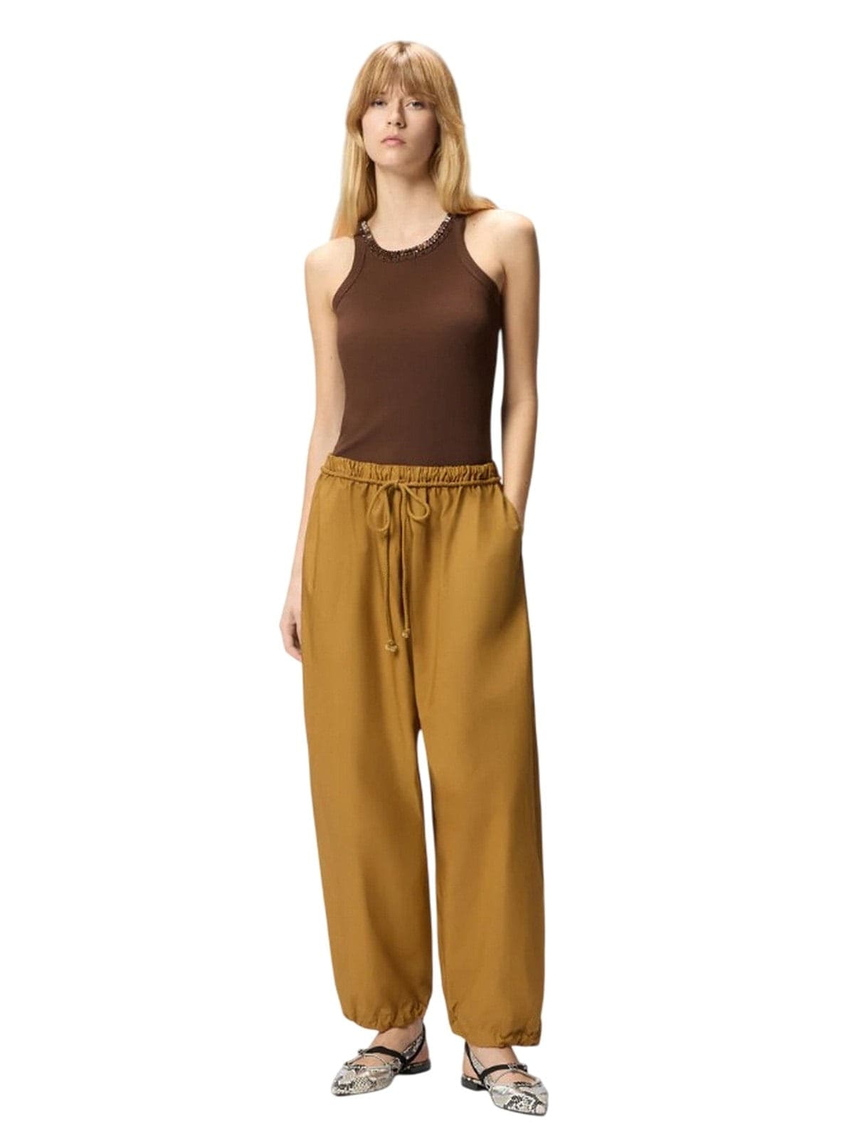 Pinko pantaloni donna pinko - ogliastra pantalone popeline - bronze - 3