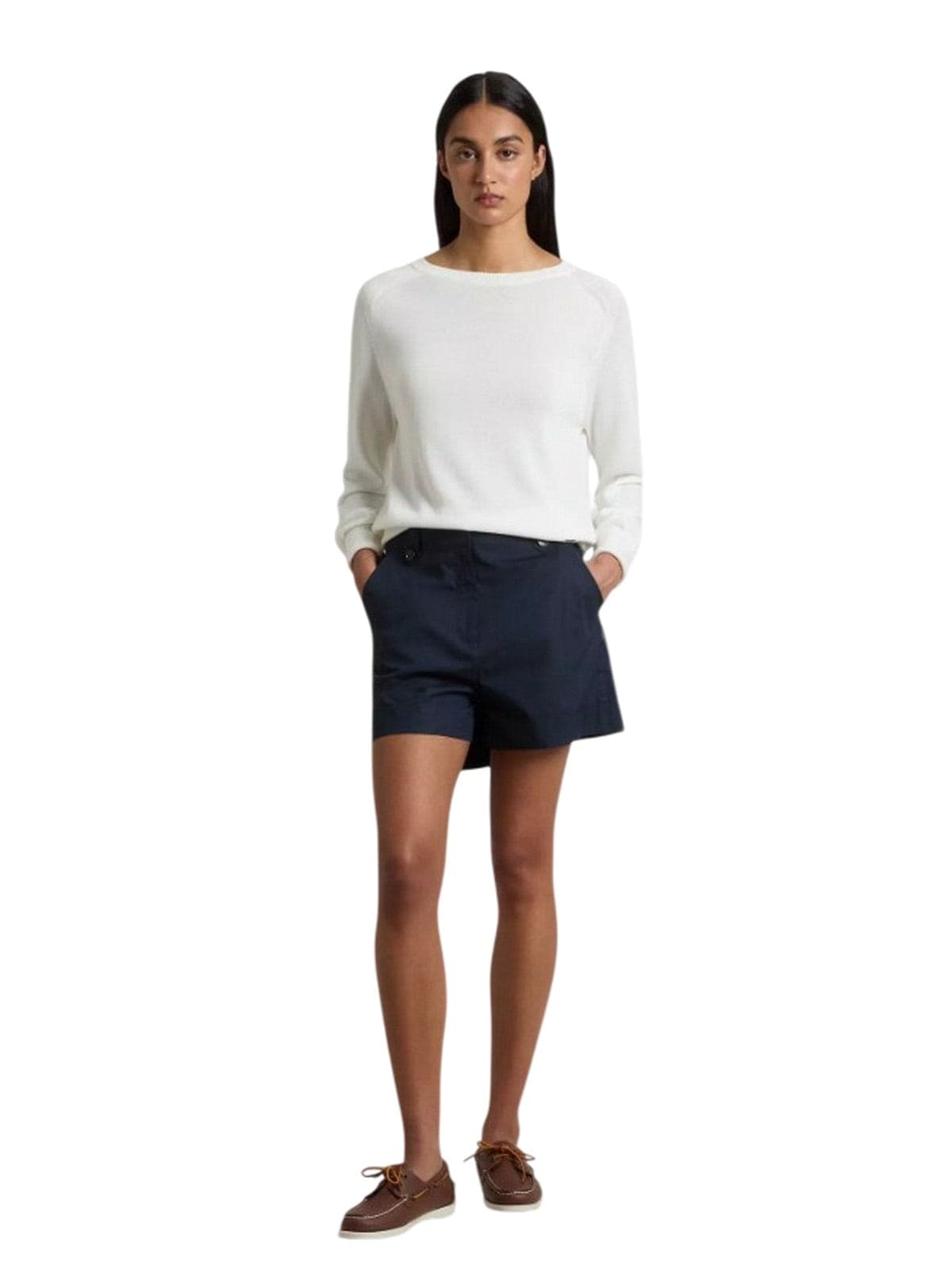 Woolrich pantaloncini donna woolrich - cotton poplin shorts melton blue - blu - 2