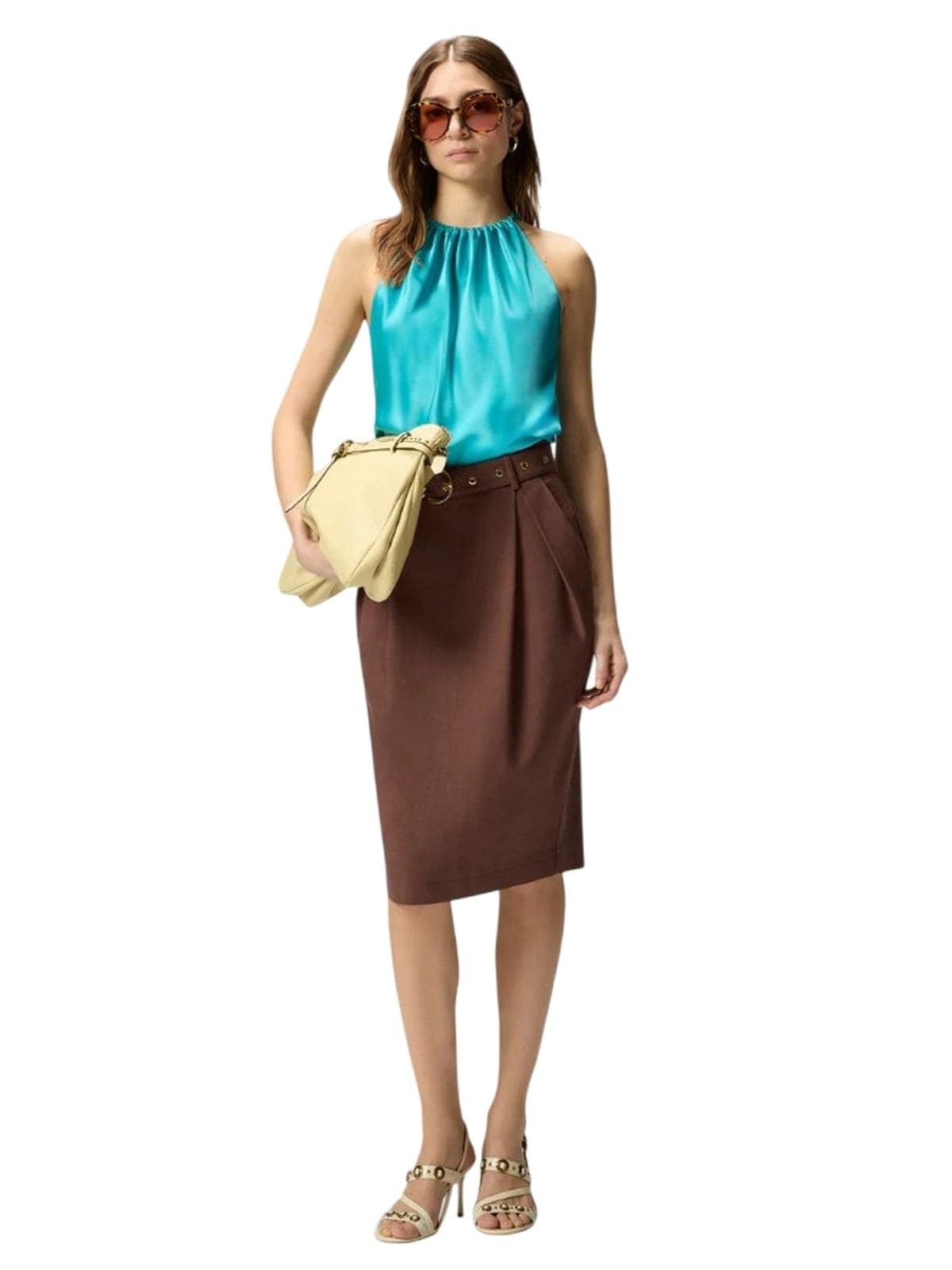 Pinko canotte e top donna pinko - carota top satin - verde - 3