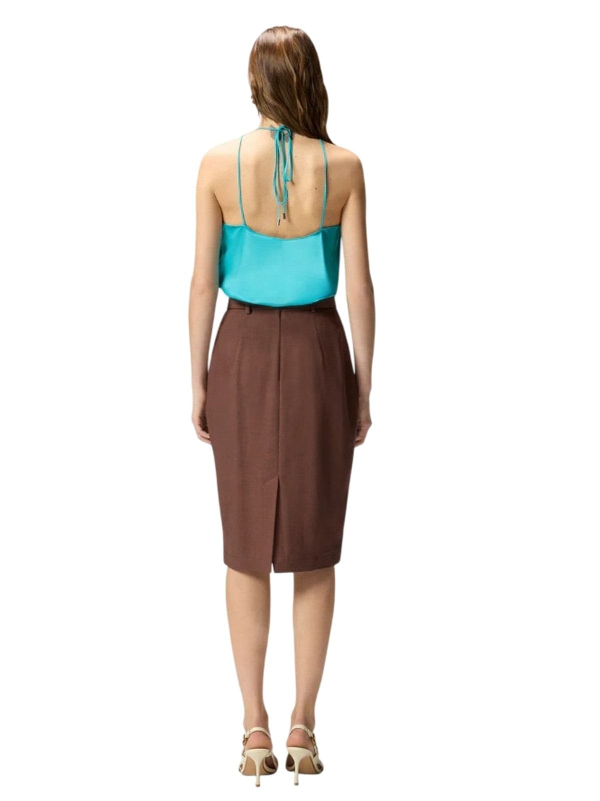 Pinko canotte e top donna pinko - carota top satin - verde - 4