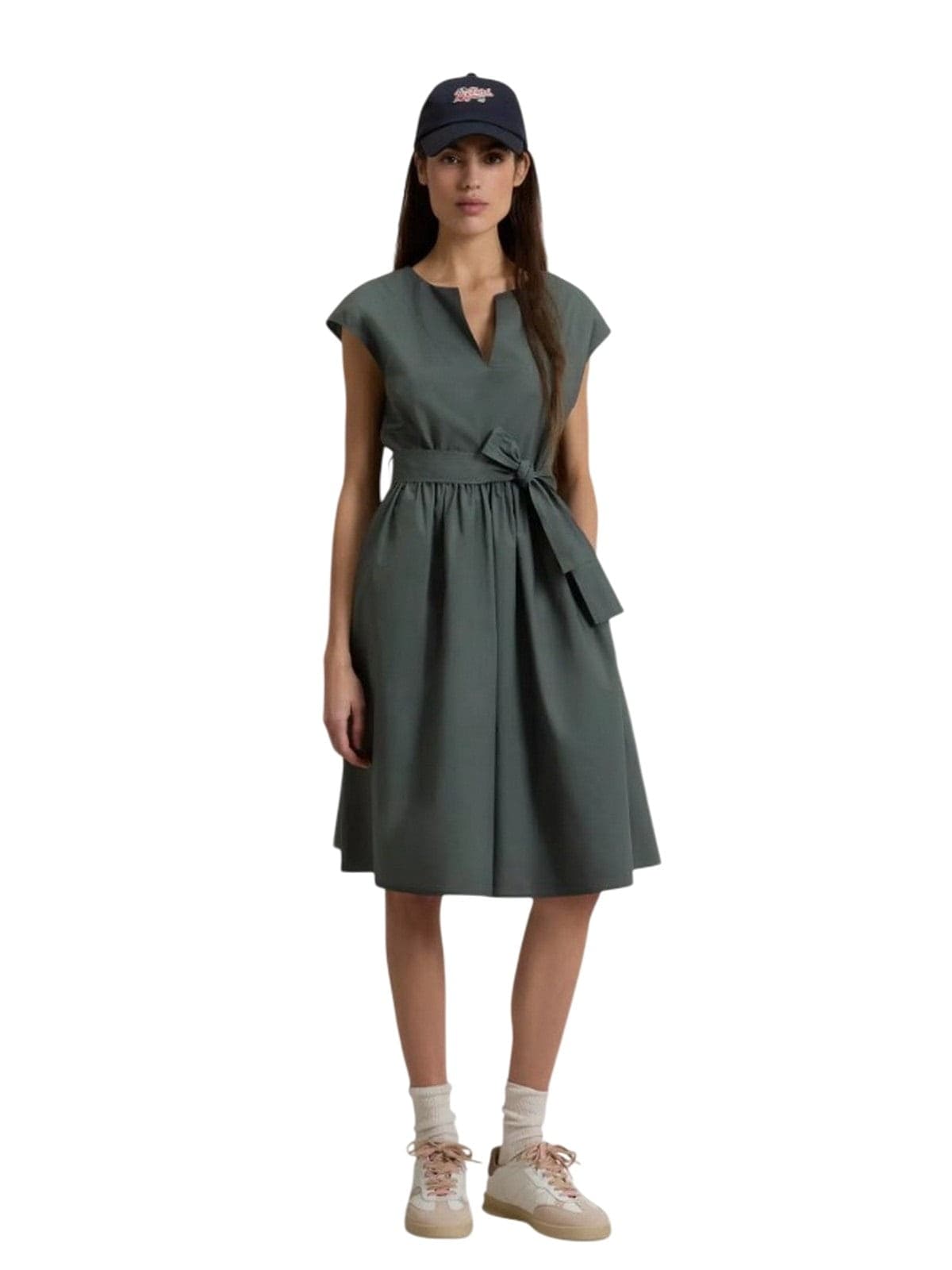 Woolrich vestiti casual donna woolrich - poplin short dress forest veil - verde - 2