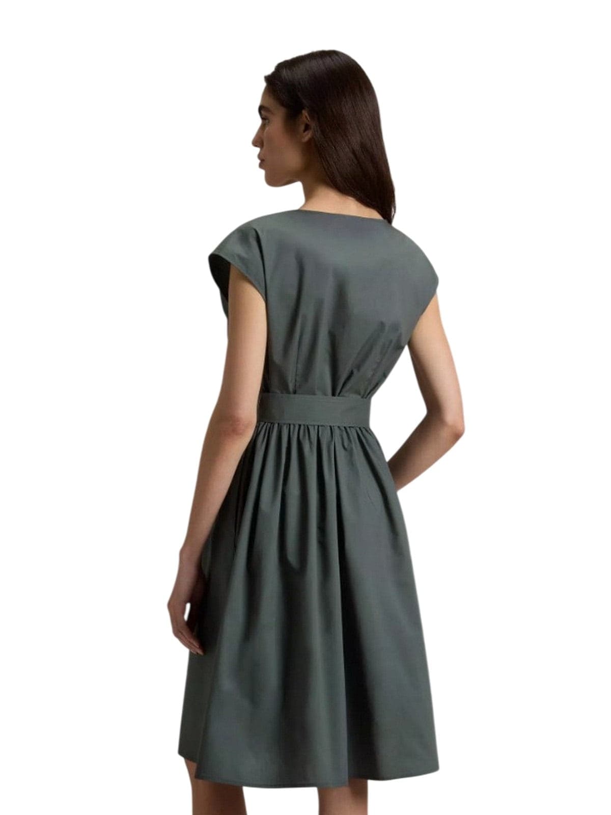 Woolrich vestiti casual donna woolrich - poplin short dress forest veil - verde - 3