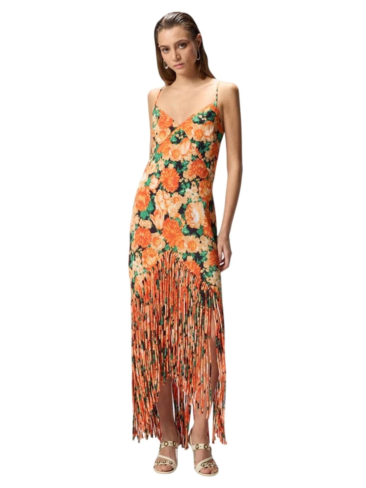Pinko vestiti da sera e cerimonia donna pinko - badia abito tela washed - arancione - 3