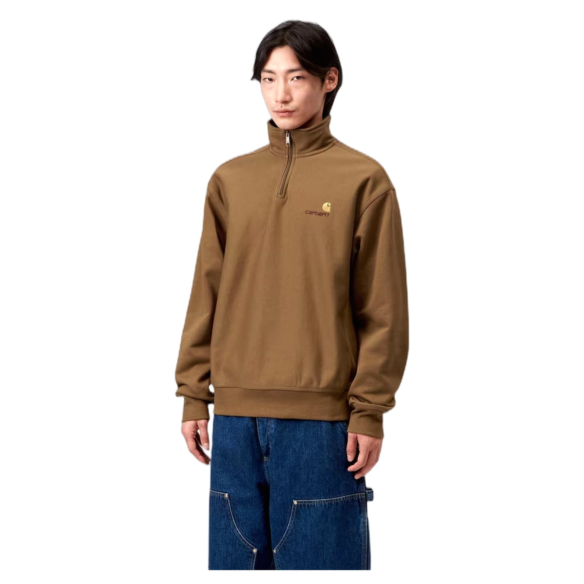 CARHARTT WIP felpa carhartt wip half zip american script sweat - hamilton brown - 2