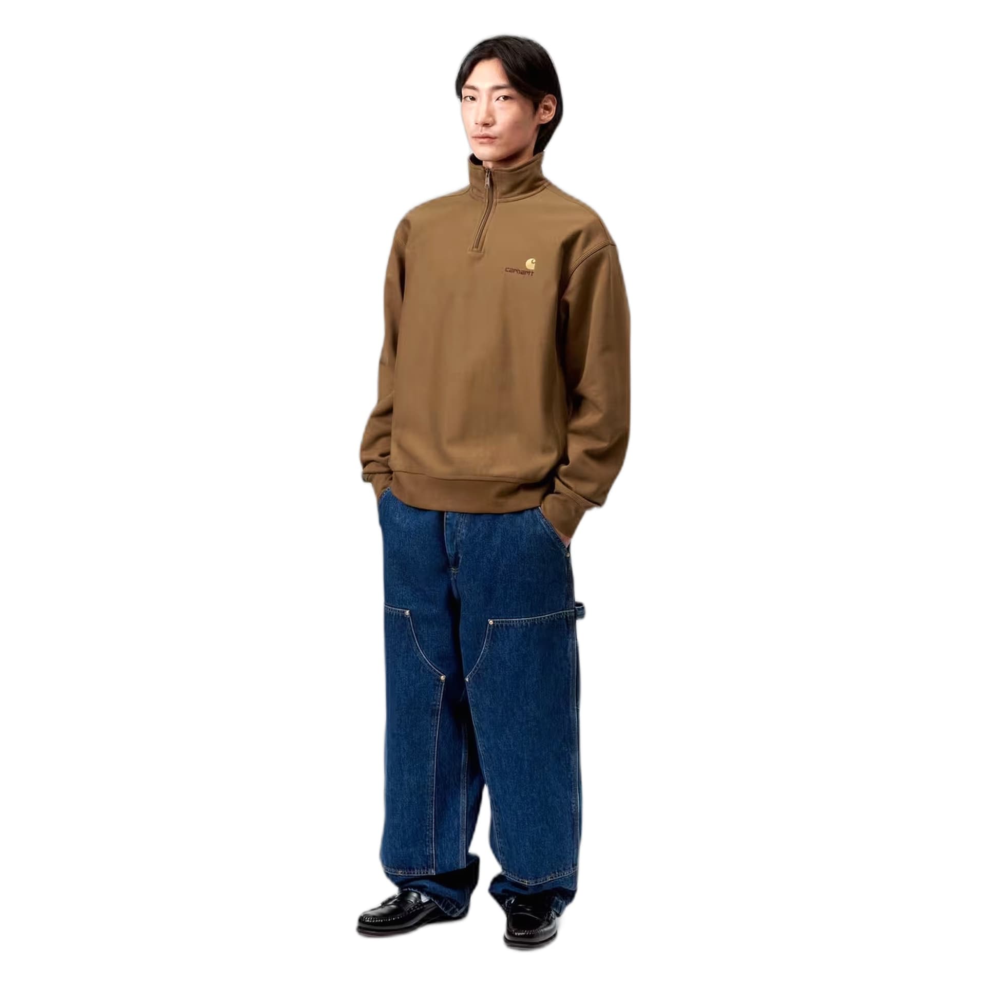 CARHARTT WIP felpa carhartt wip half zip american script sweat - hamilton brown - 3
