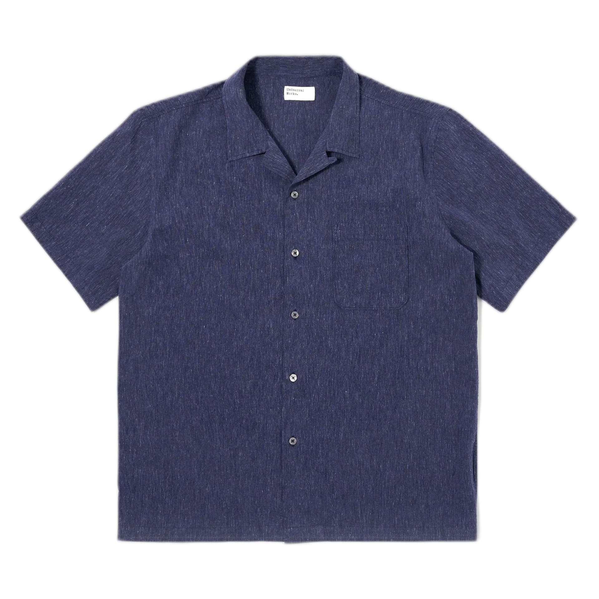 UNIVERSAL WORKS camicia universal works road shirt sido linen mix - navy - 6