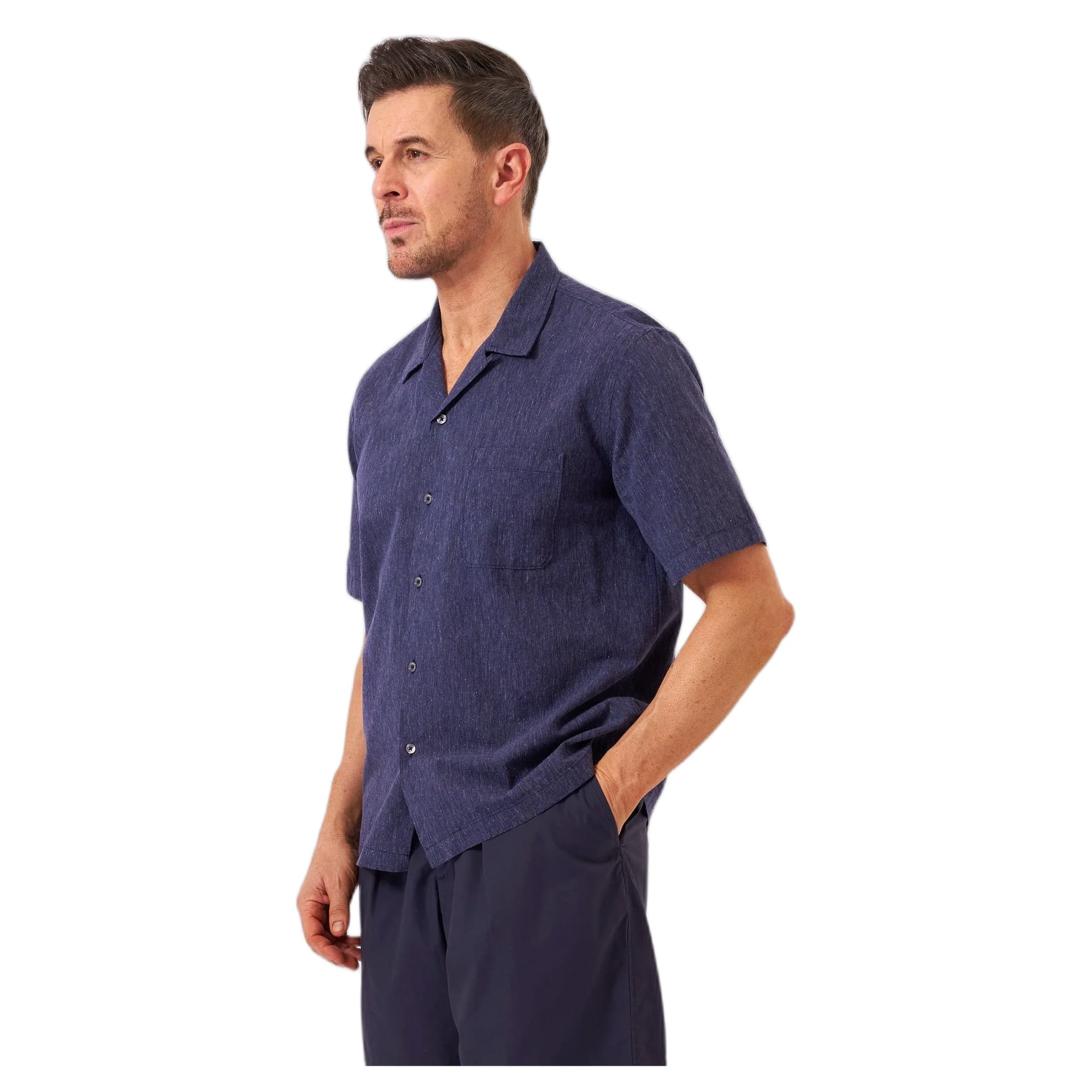 UNIVERSAL WORKS camicia universal works road shirt sido linen mix - navy - 2