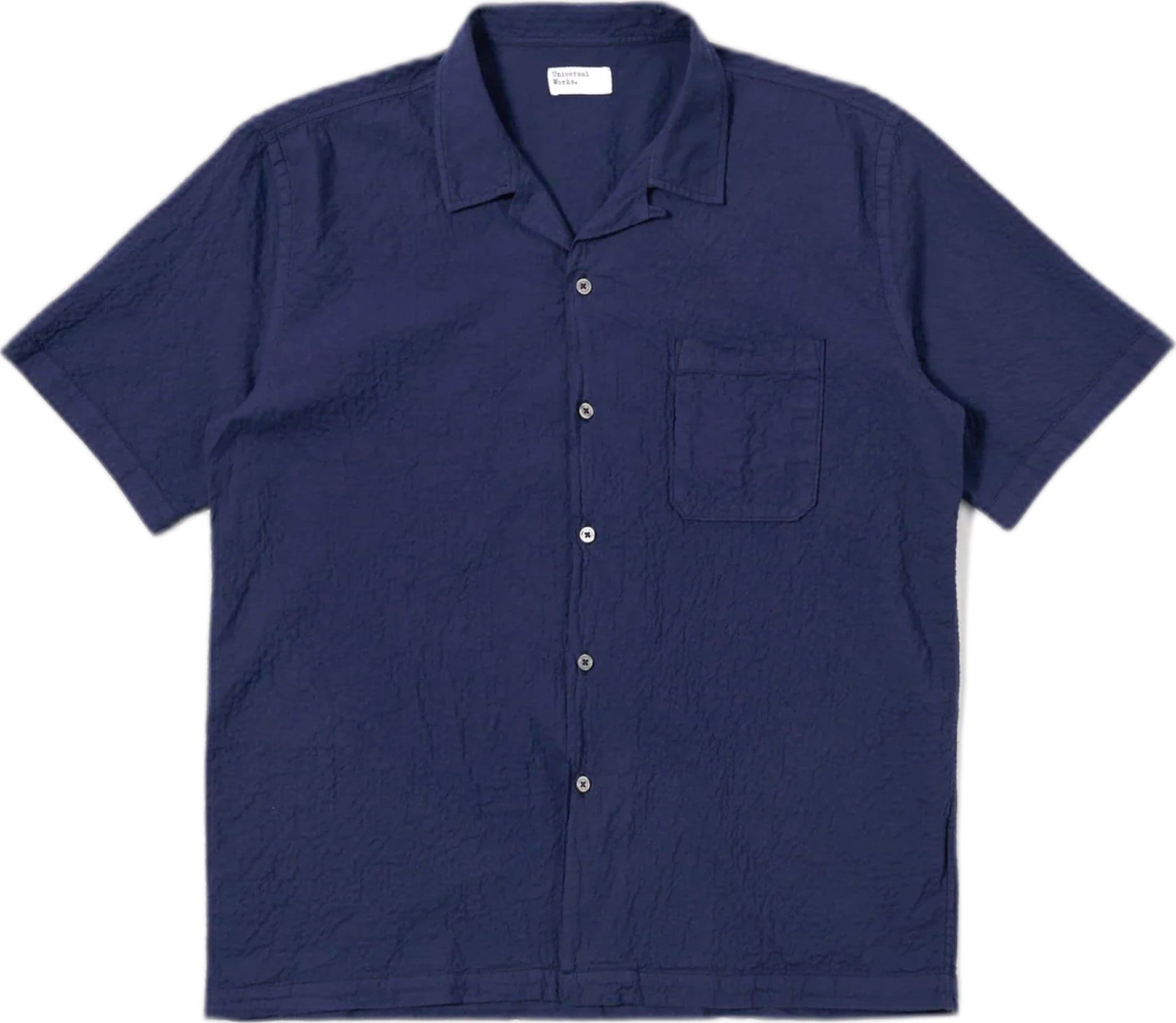 UNIVERSAL WORKS camicia universal works road shirt arten seersucker - navy - 5
