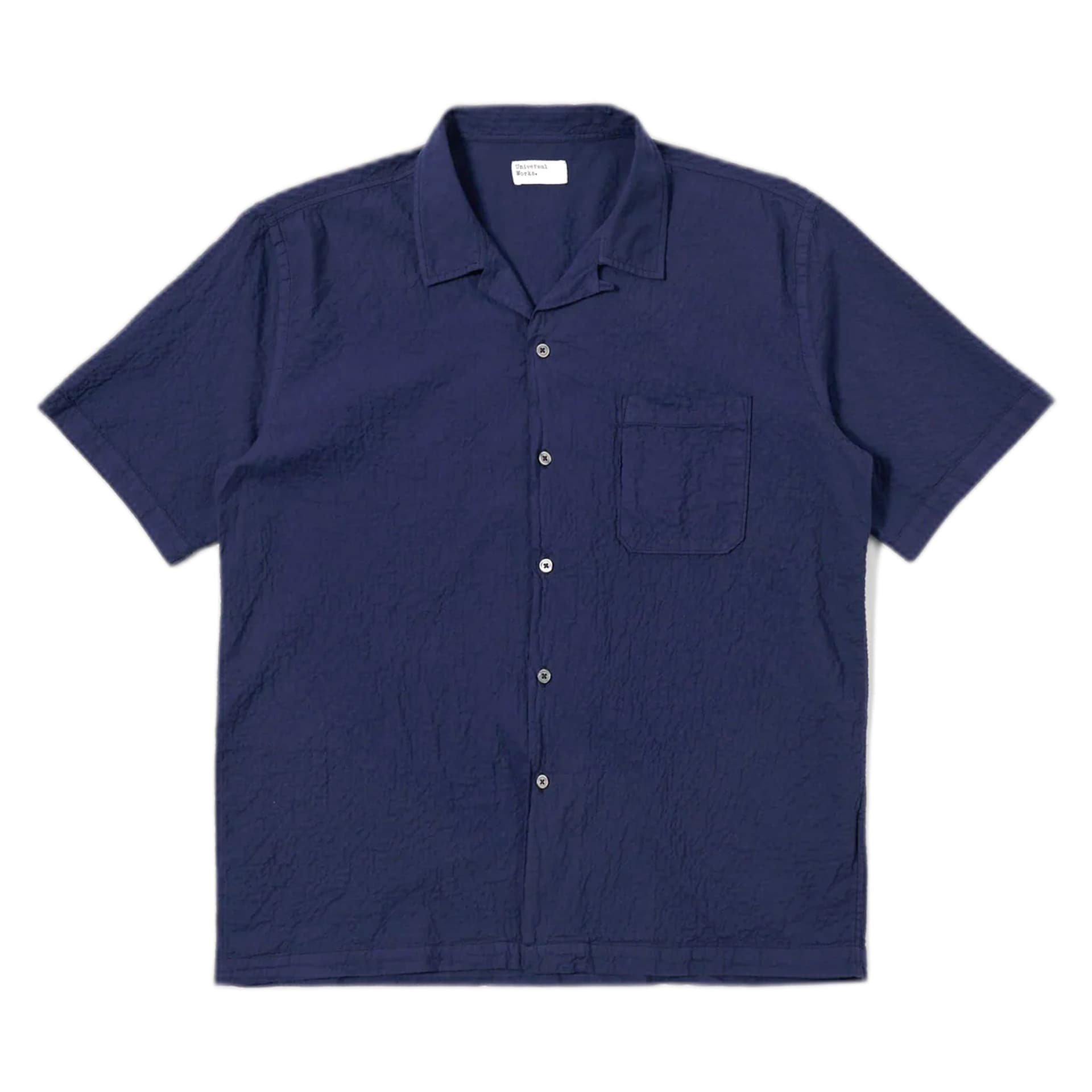 UNIVERSAL WORKS camicia universal works road shirt arten seersucker - navy - 5