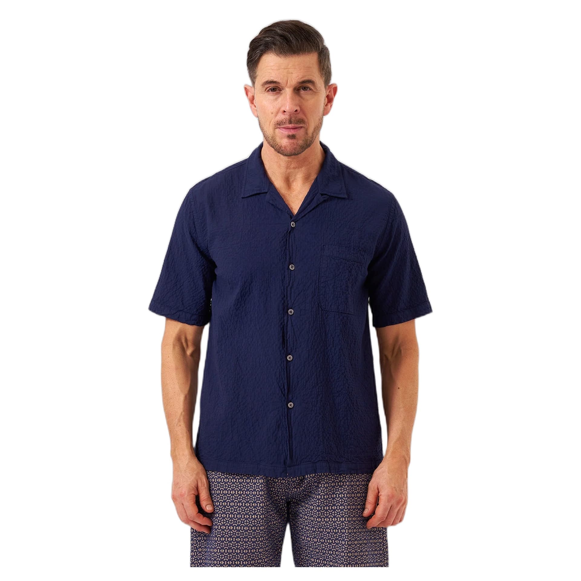 UNIVERSAL WORKS camicia universal works road shirt arten seersucker - navy - 2