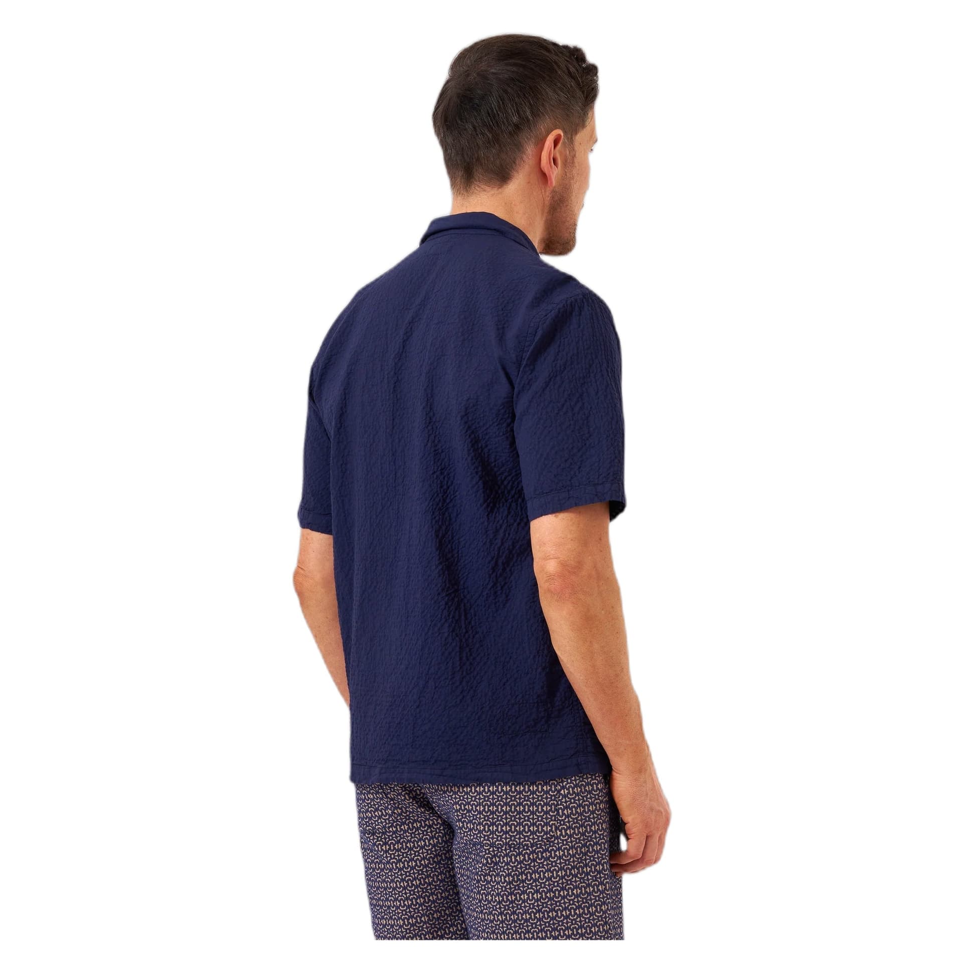 UNIVERSAL WORKS camicia universal works road shirt arten seersucker - navy - 3