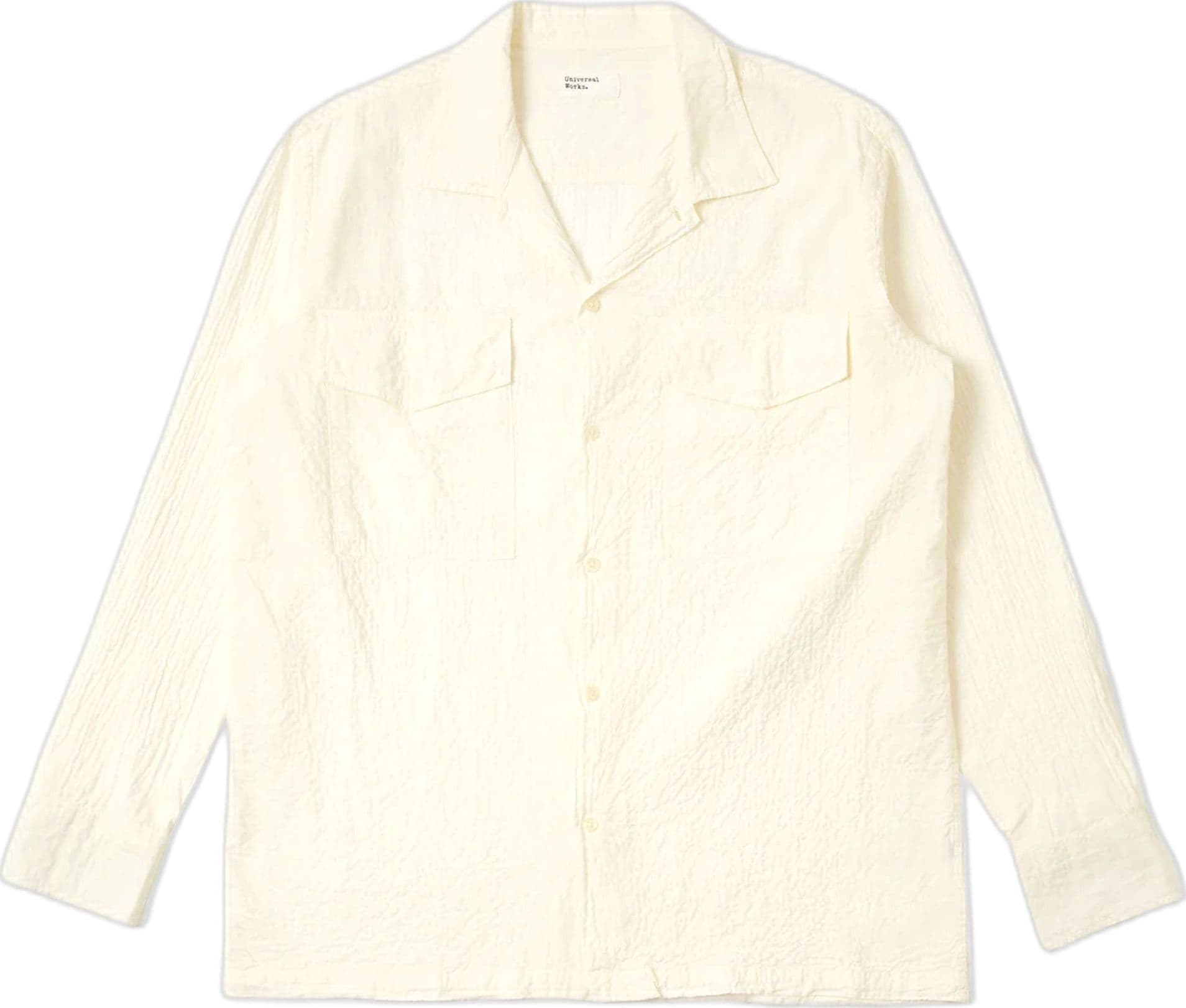 UNIVERSAL WORKS camicia universal works attendant shirt arten seersucker - ecru - 6