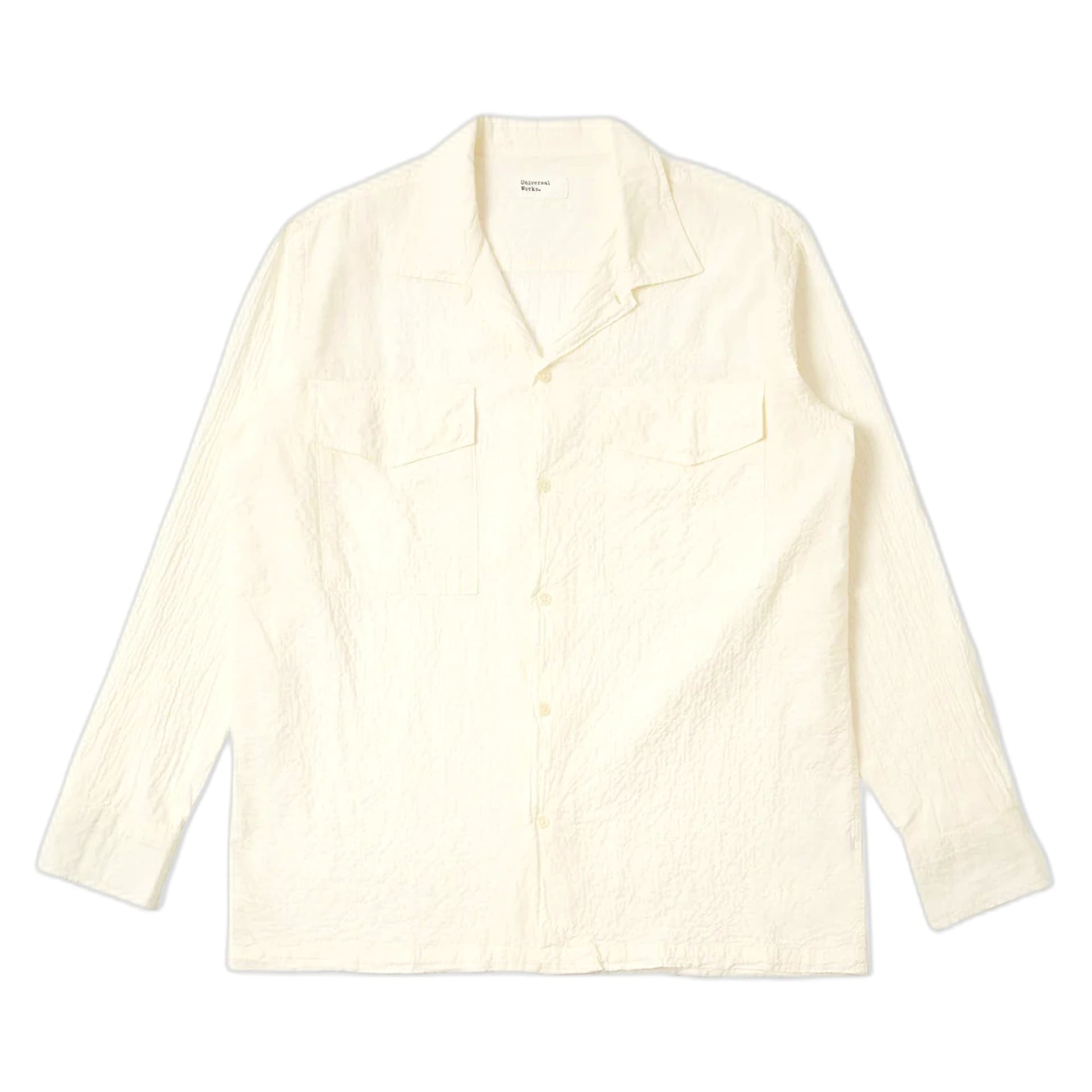 UNIVERSAL WORKS camicia universal works attendant shirt arten seersucker - ecru - 6