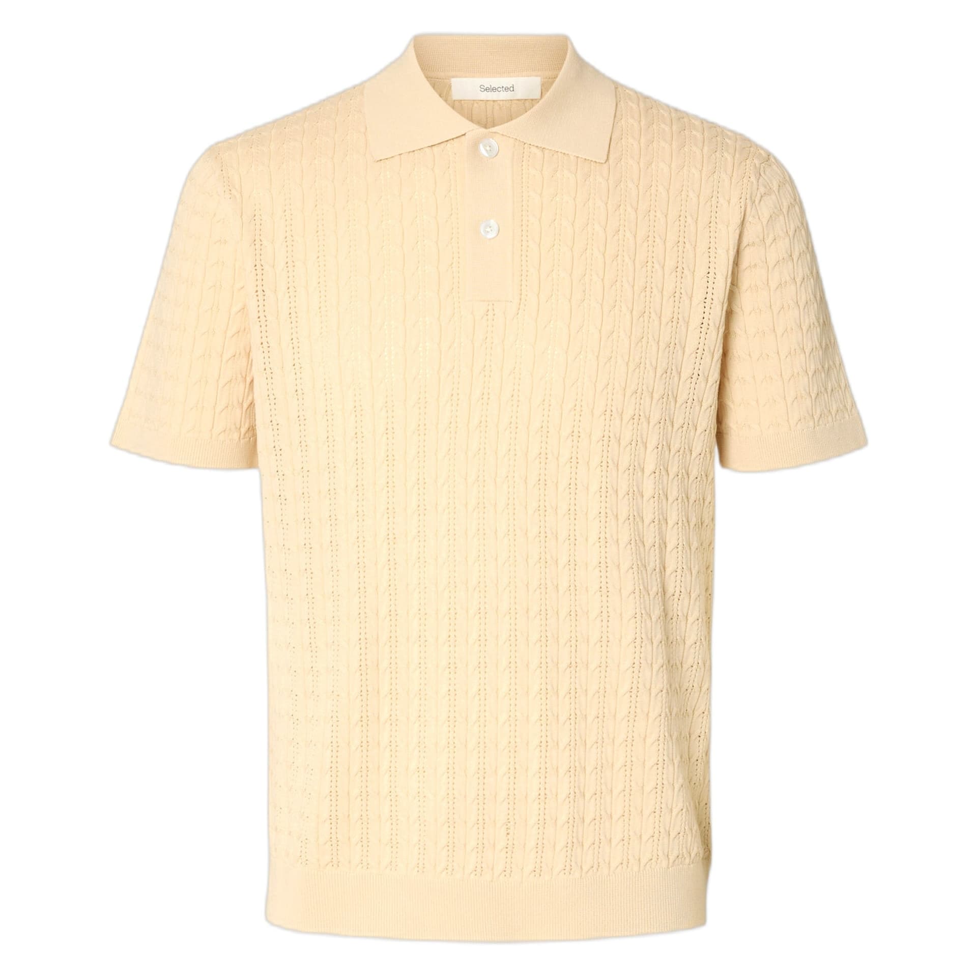 SELECTED HOMME polo selected homme mattis knit new cable polo - beige - 7