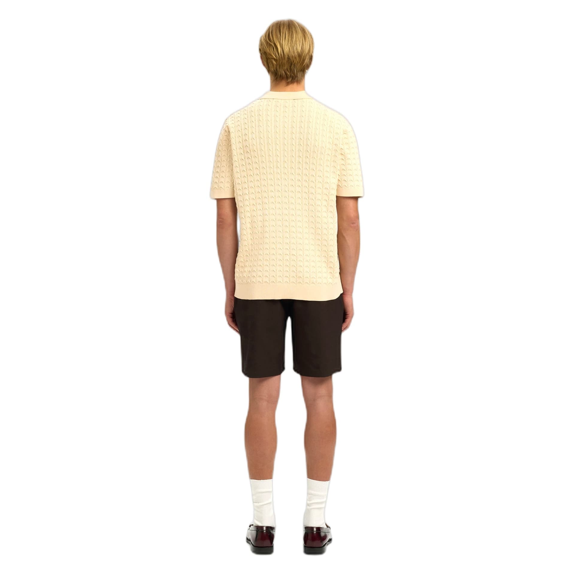 SELECTED HOMME polo selected homme mattis knit new cable polo - beige - 6