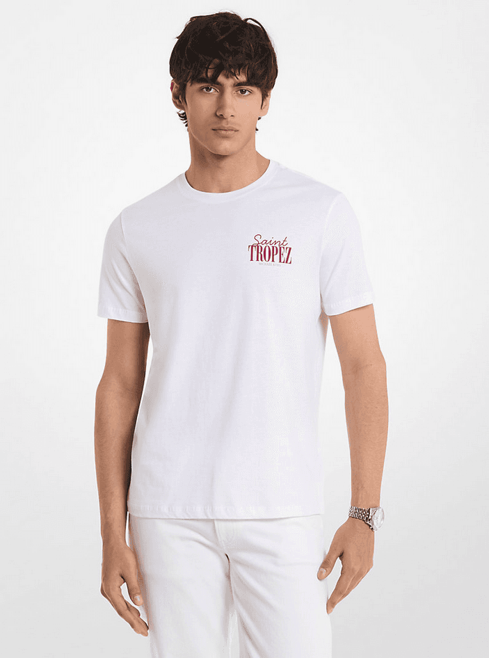 MICHAEL KORS t-shirt saint tropez uomo bianco - 3