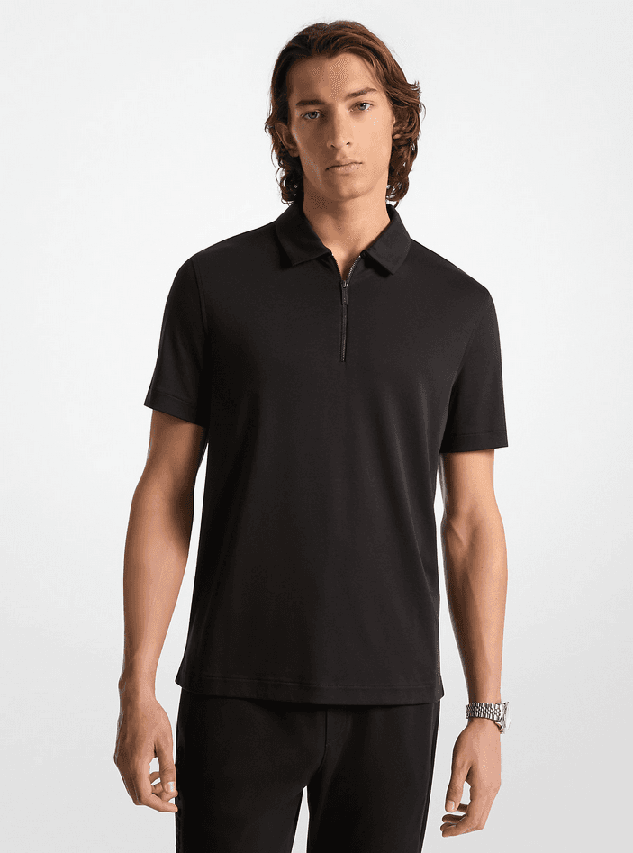 MICHAEL KORS polo con mezza zip uomo nero - 3