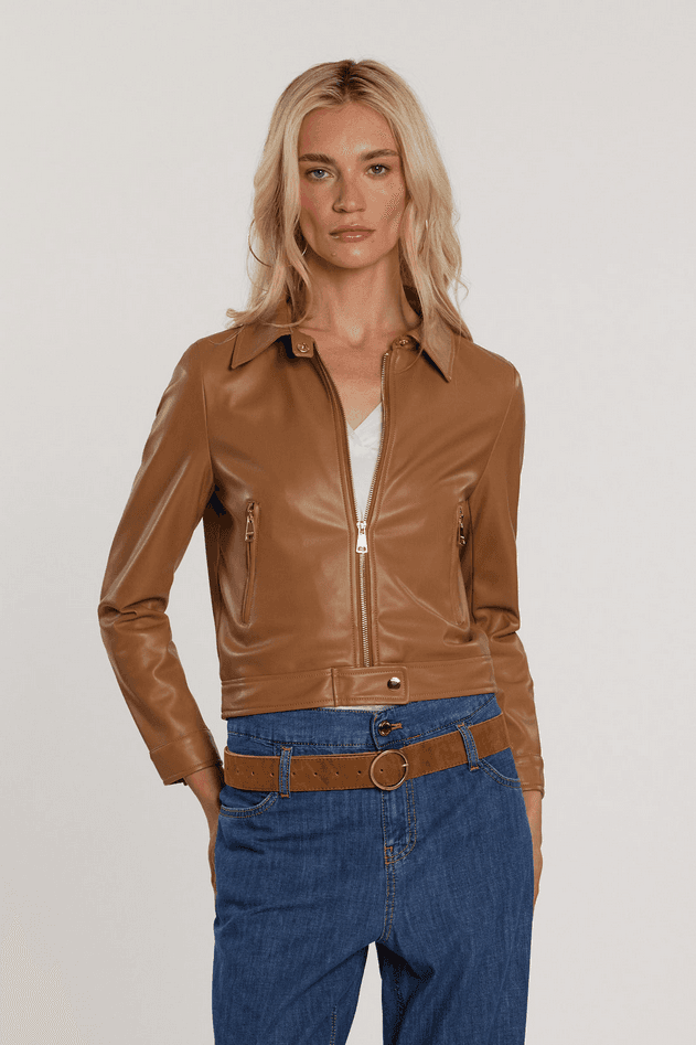 RELISH giubbino in ecopelle donna rugby tan - 5