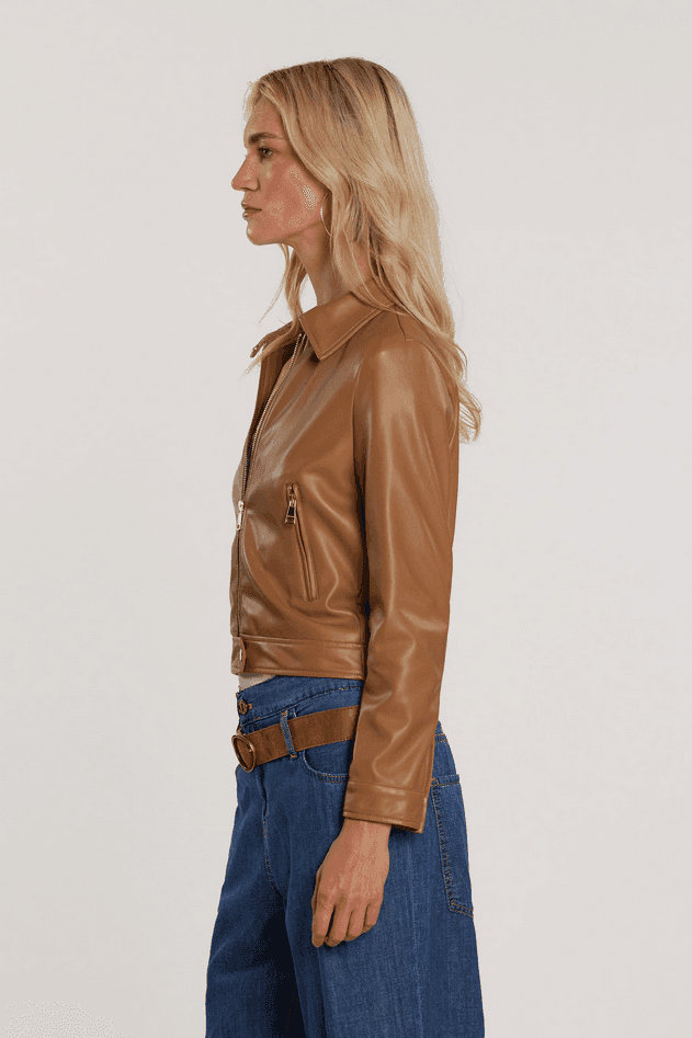 RELISH giubbino in ecopelle donna rugby tan - 2