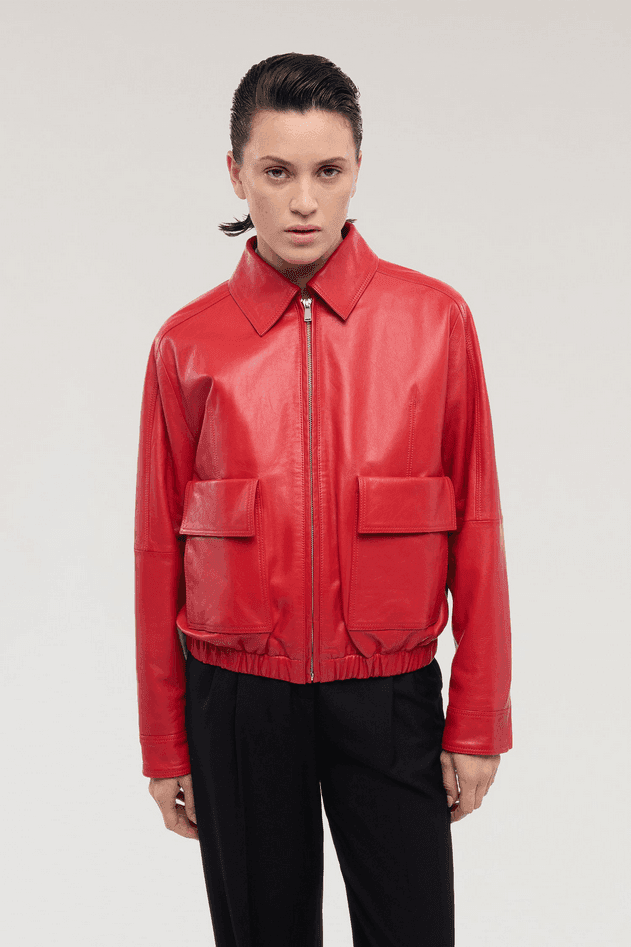 TRUSSARDI giubbino in pelle donna rosso - 2