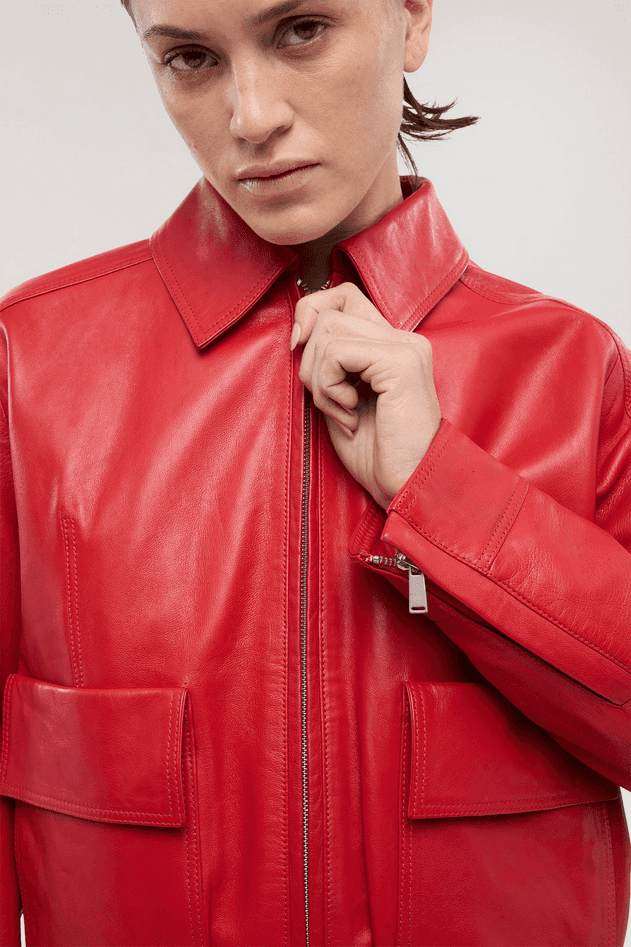 TRUSSARDI giubbino in pelle donna rosso - 3