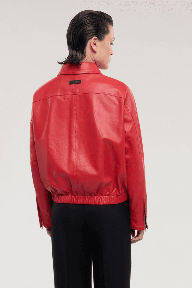 TRUSSARDI giubbino in pelle donna rosso - 4