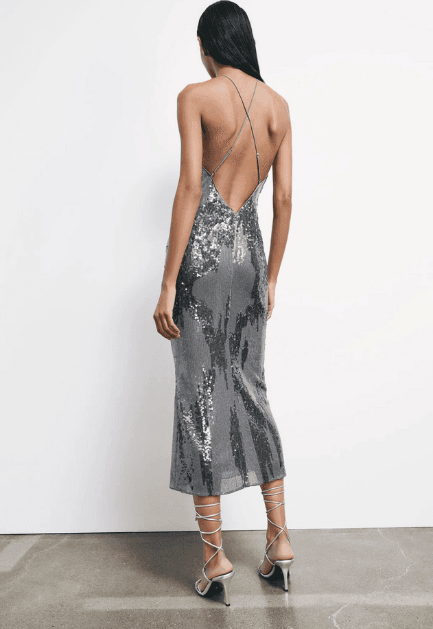PATRIZIA PEPE abito all over paillettes donna grigio - 4