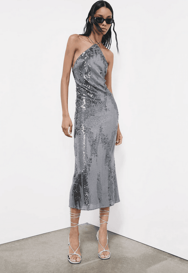PATRIZIA PEPE abito all over paillettes donna grigio - 5