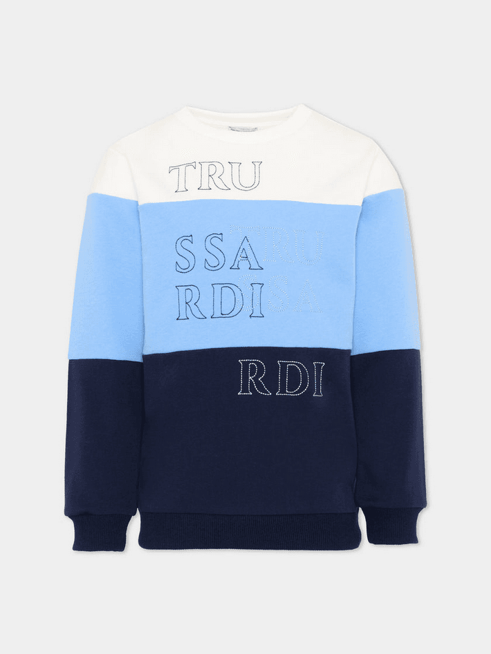 TRUSSARDI felpa bambino blu-bianco - 3