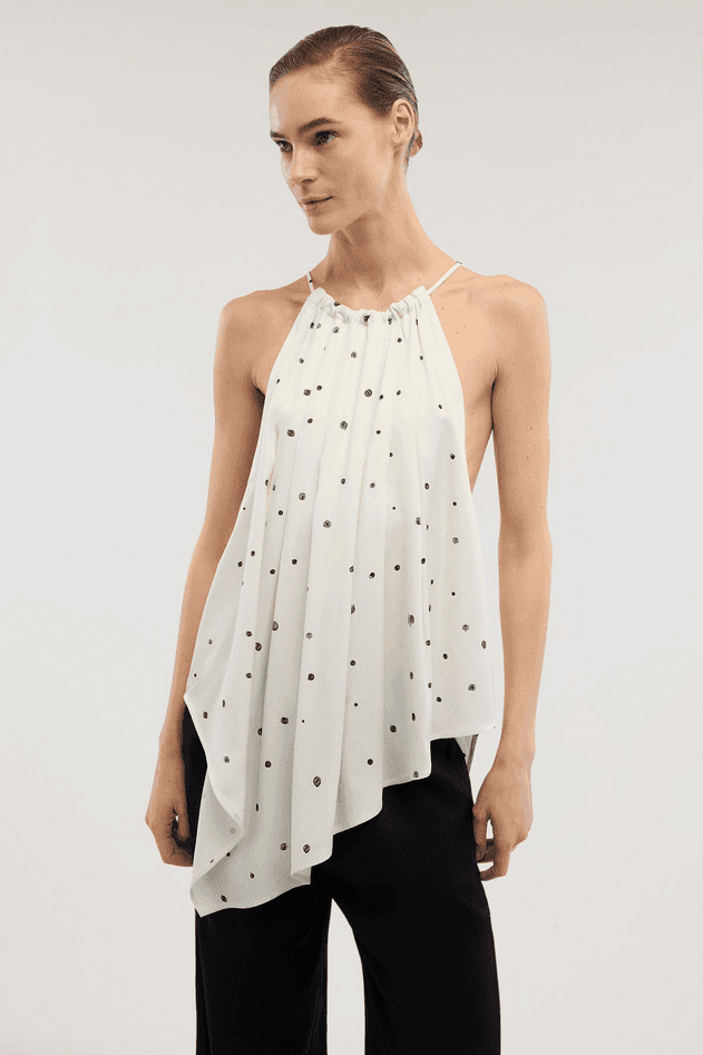 TRUSSARDI top a pois donna bianco - 2