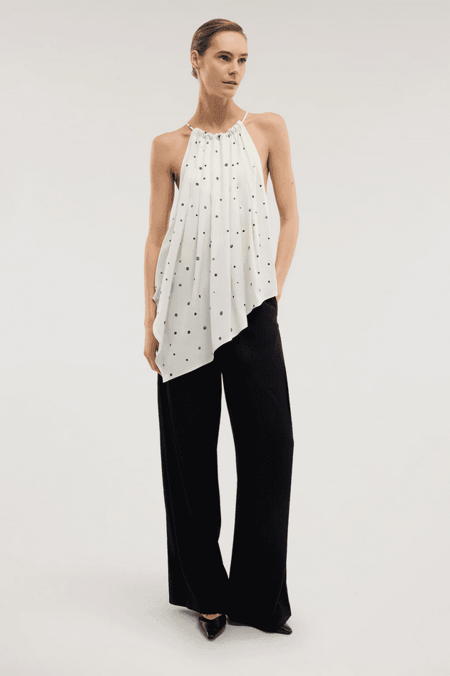 TRUSSARDI top a pois donna bianco - 4