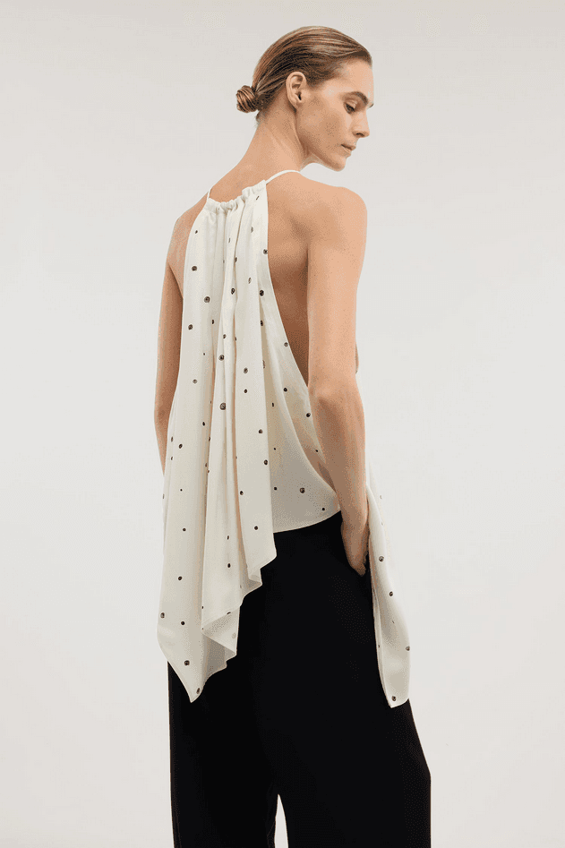 TRUSSARDI top a pois donna bianco - 5