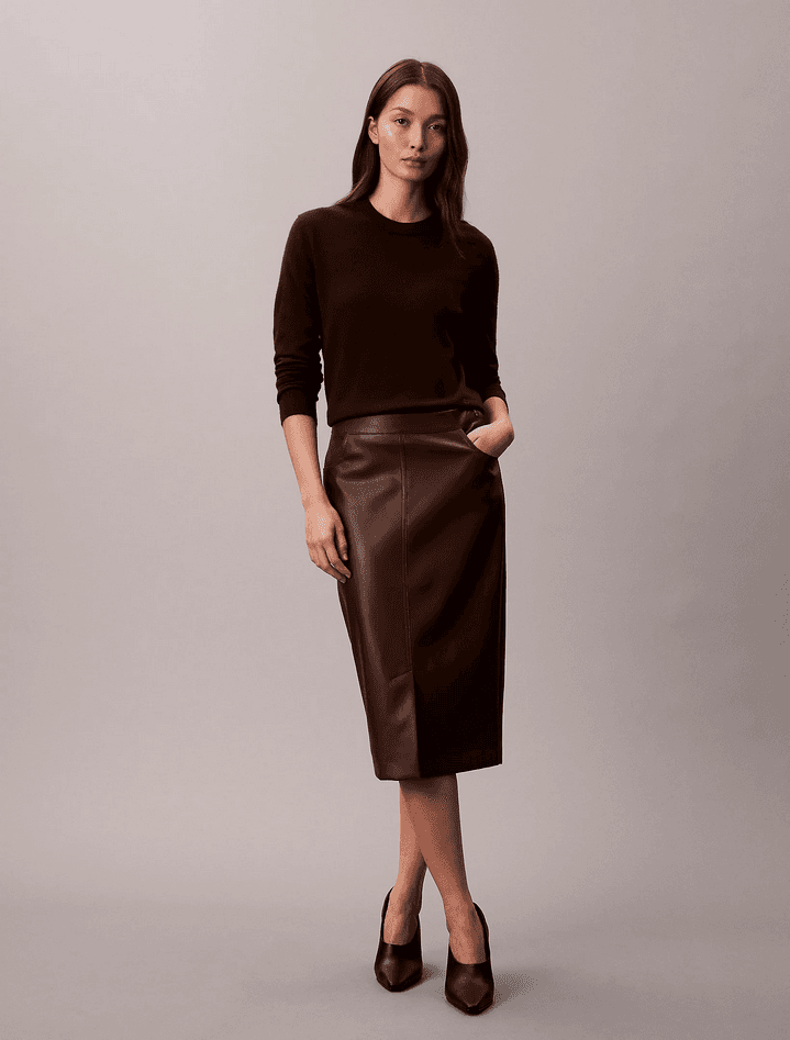 calvin klein gonna in ecopelle donna rich brown - 7